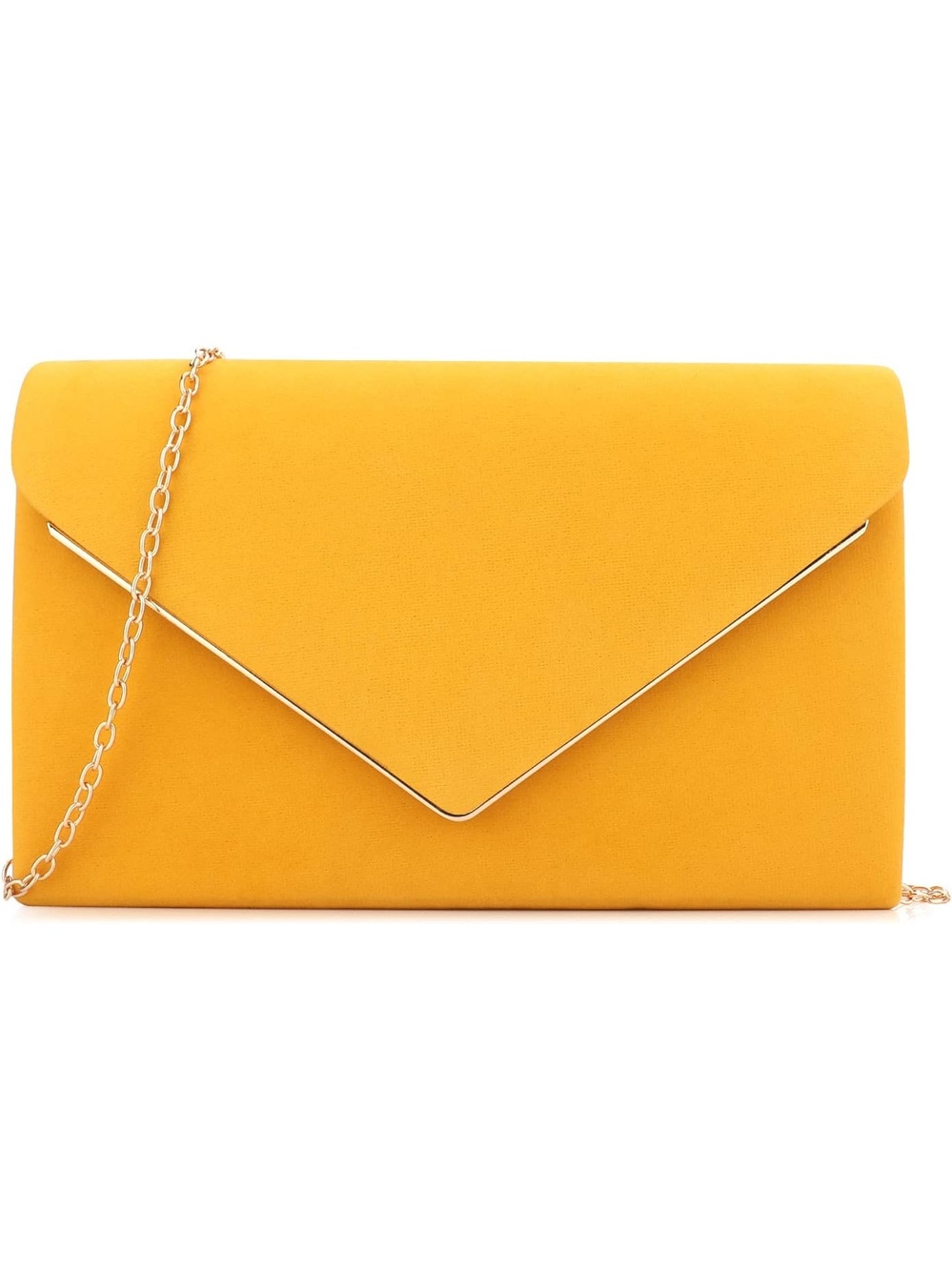 〽️ Women's Yellow Faux Suede Clutch Purse Evening Crossbody Shoulder Bag